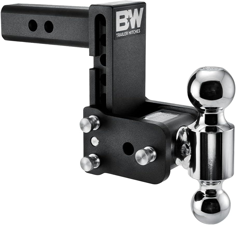 B&W Trailer Hitches Tow & Stow Adjustable Trailer Hitch Ball Mount - Fits 2" Receiver, Dual Ball (2" x 2-5/16"), 5" Drop, 10,000 GTW - TS10037B
