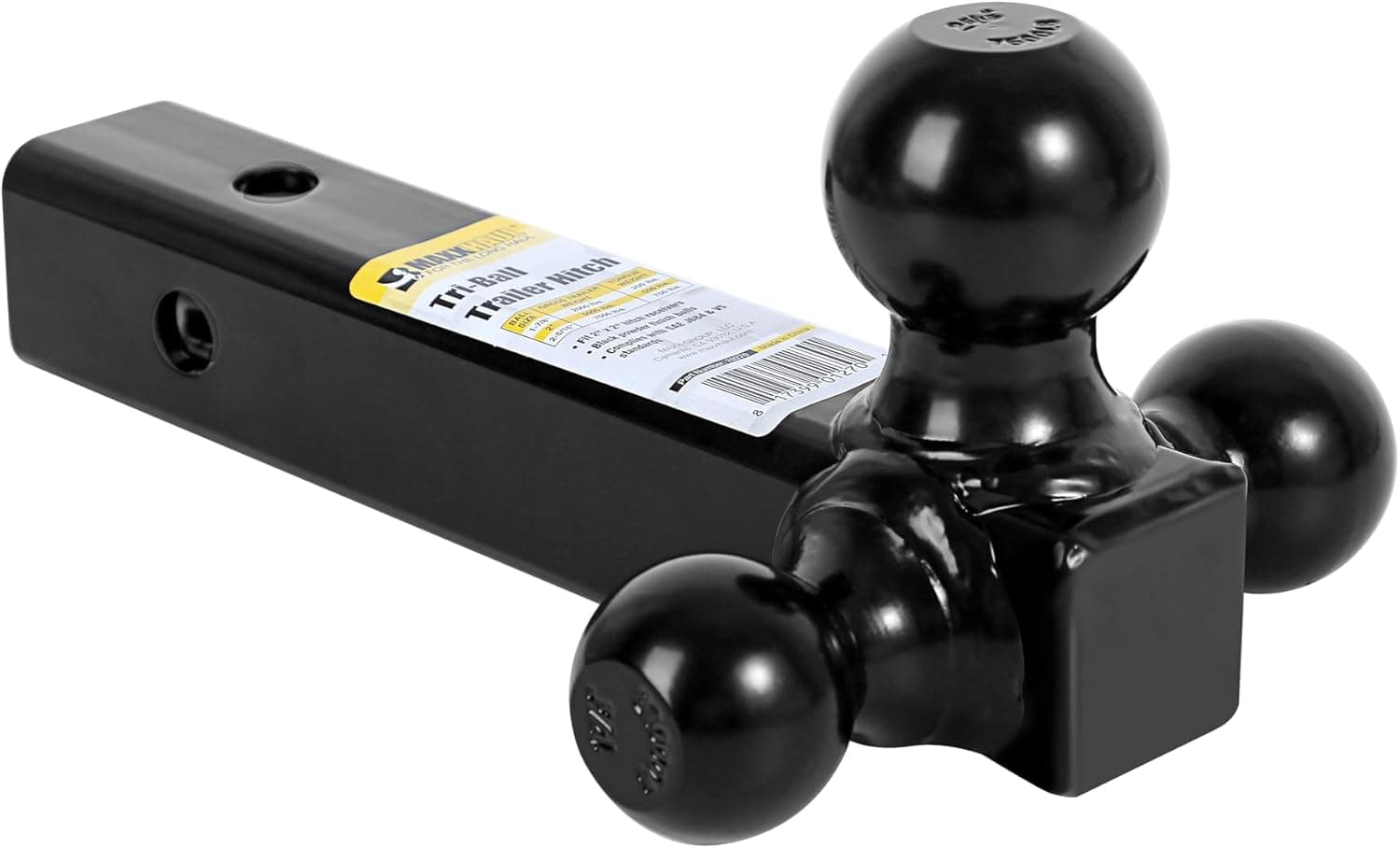 MaxxHaul 70270 Trailer Hitch Hollow Shaft Triple Ball Mount - Black