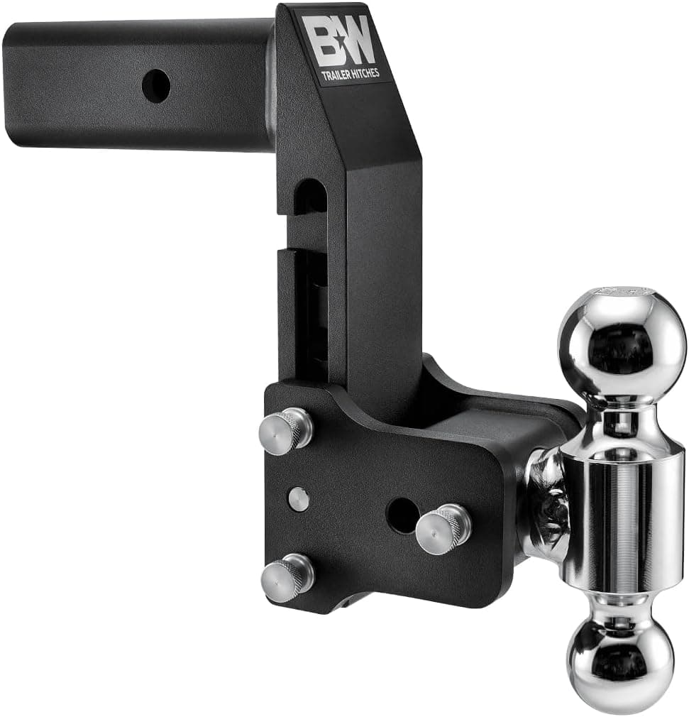 B&W Trailer Hitches MultiPro Tow & Stow Adjustable Trailer Hitch Ball Mount Compatible with MultiPro Tailgate - Fits 2.5" Receiver, Dual Ball (2" x 2-5/16"), 7" Drop, 14,500 GTW -TS20066BMP