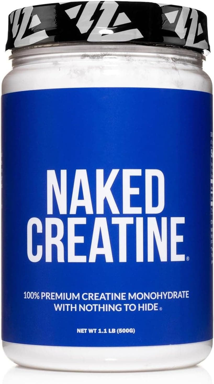 NAKED Pure Micronized Creatine Monohydrate Powder - Unflavored, 500g, 1.1lb Bulk - Vegan, Non-GMO, Gluten-Free, Soy-Free, No Fillers, Supports Muscle Growth & Strength - 100 Servings